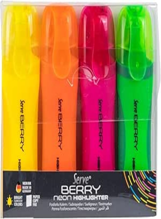 Serve Berry Neon Highlighter Pack of 4